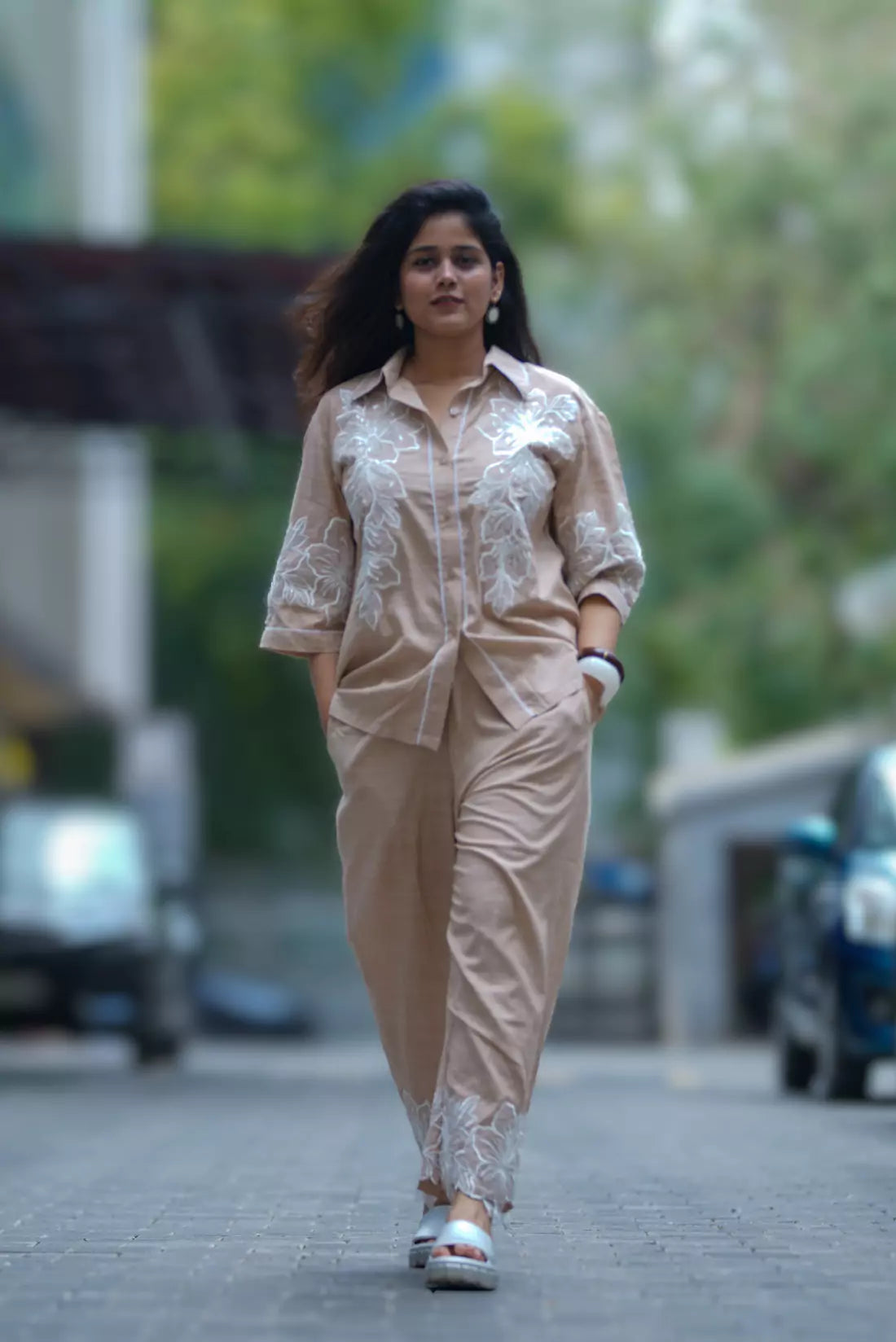 Malai Cotton Co-ord Sets with Organza Patches