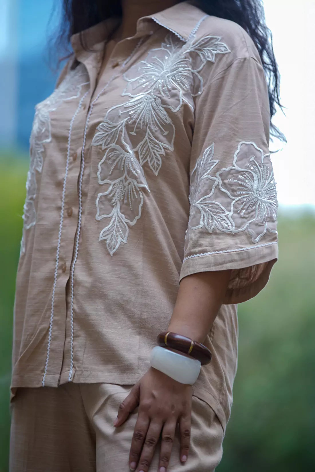 Malai Cotton Co-ord Sets with Organza Patches