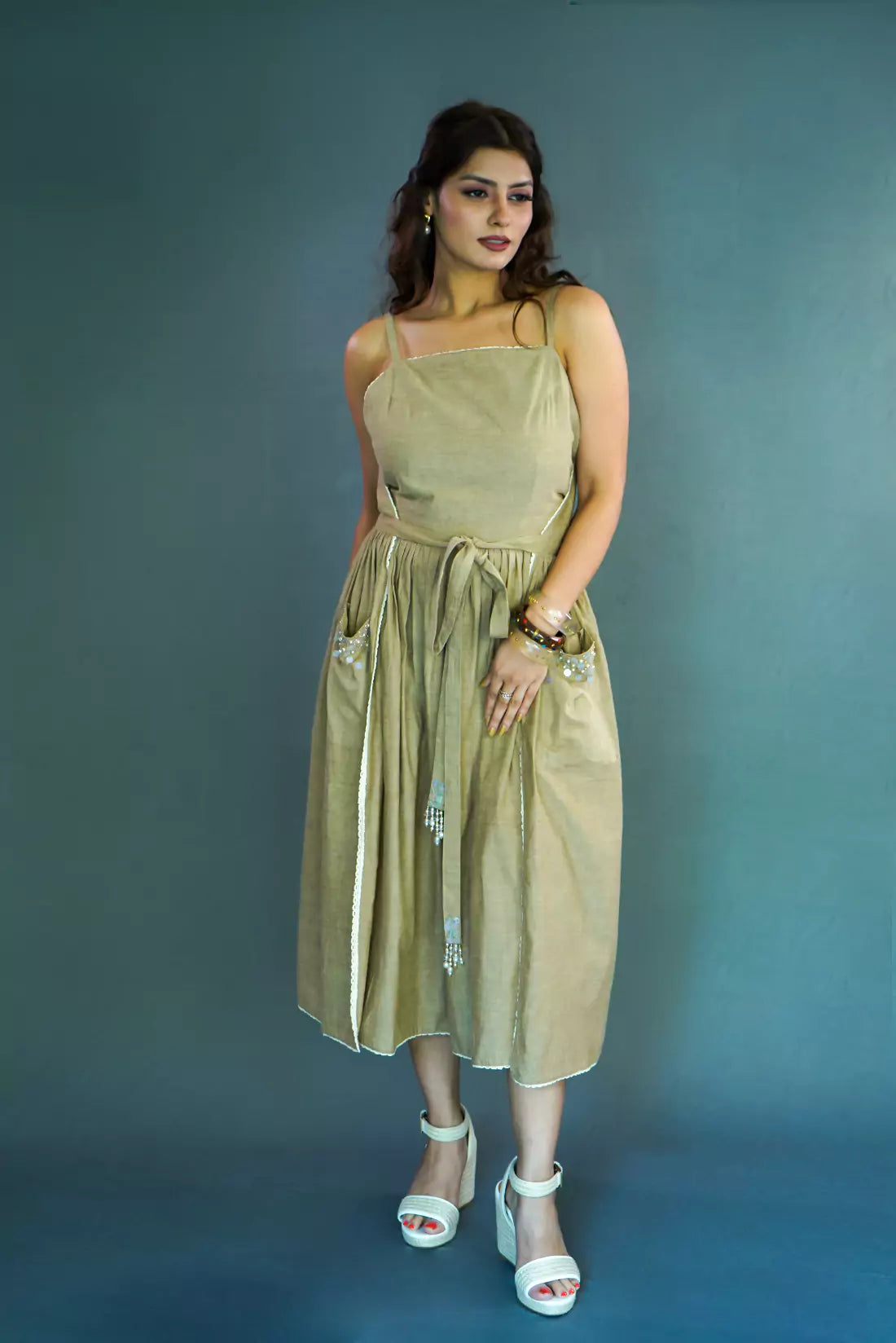 Sequin Pocket Wrap Dress