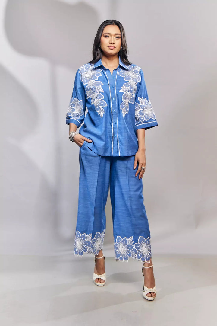 Malai Cotton Co-ord Sets with Organza Patches