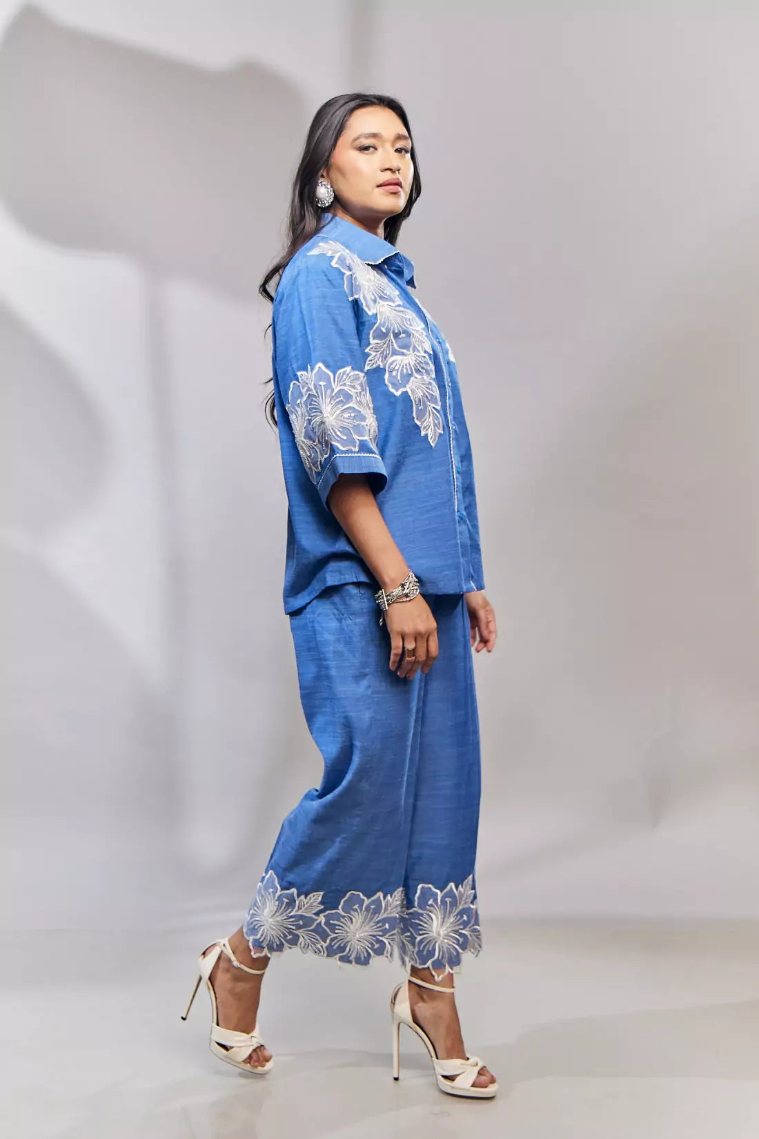 Malai Cotton Co-ord Sets with Organza Patches