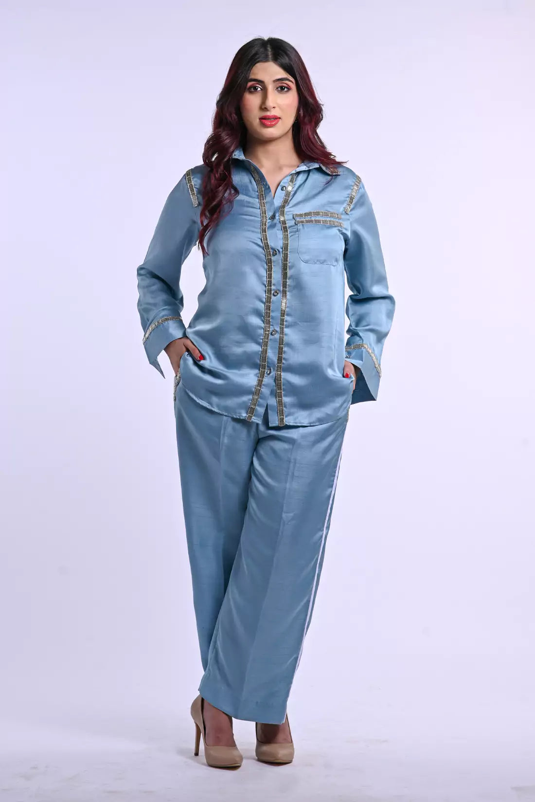 Nysa Silk Co-ord Sets with Trimming