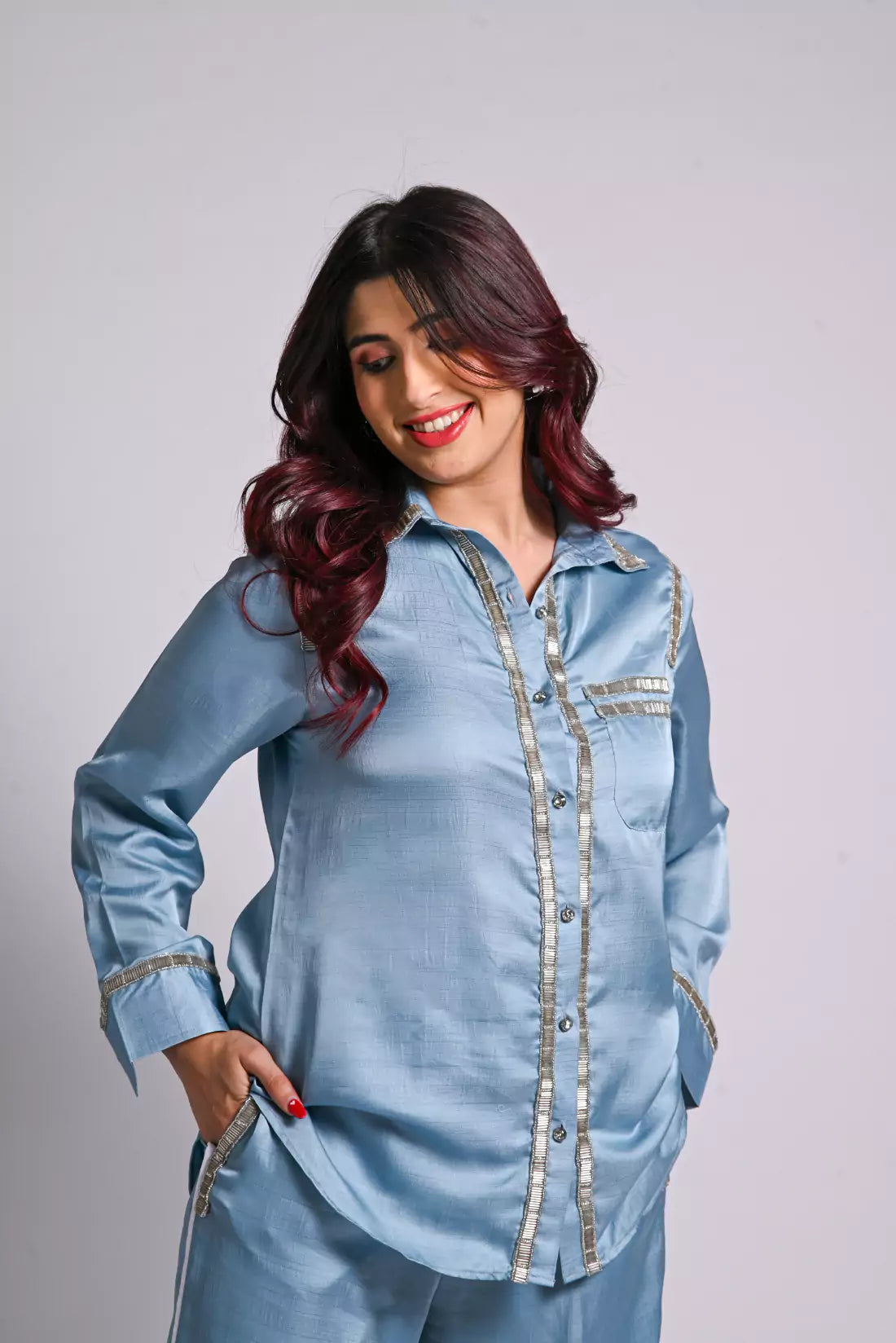 Nysa Silk Co-ord Sets with Trimming