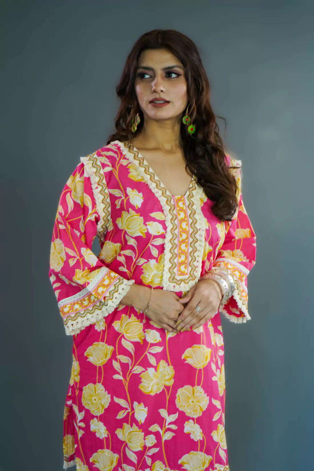 Lace Detail Cotton Kurta Set