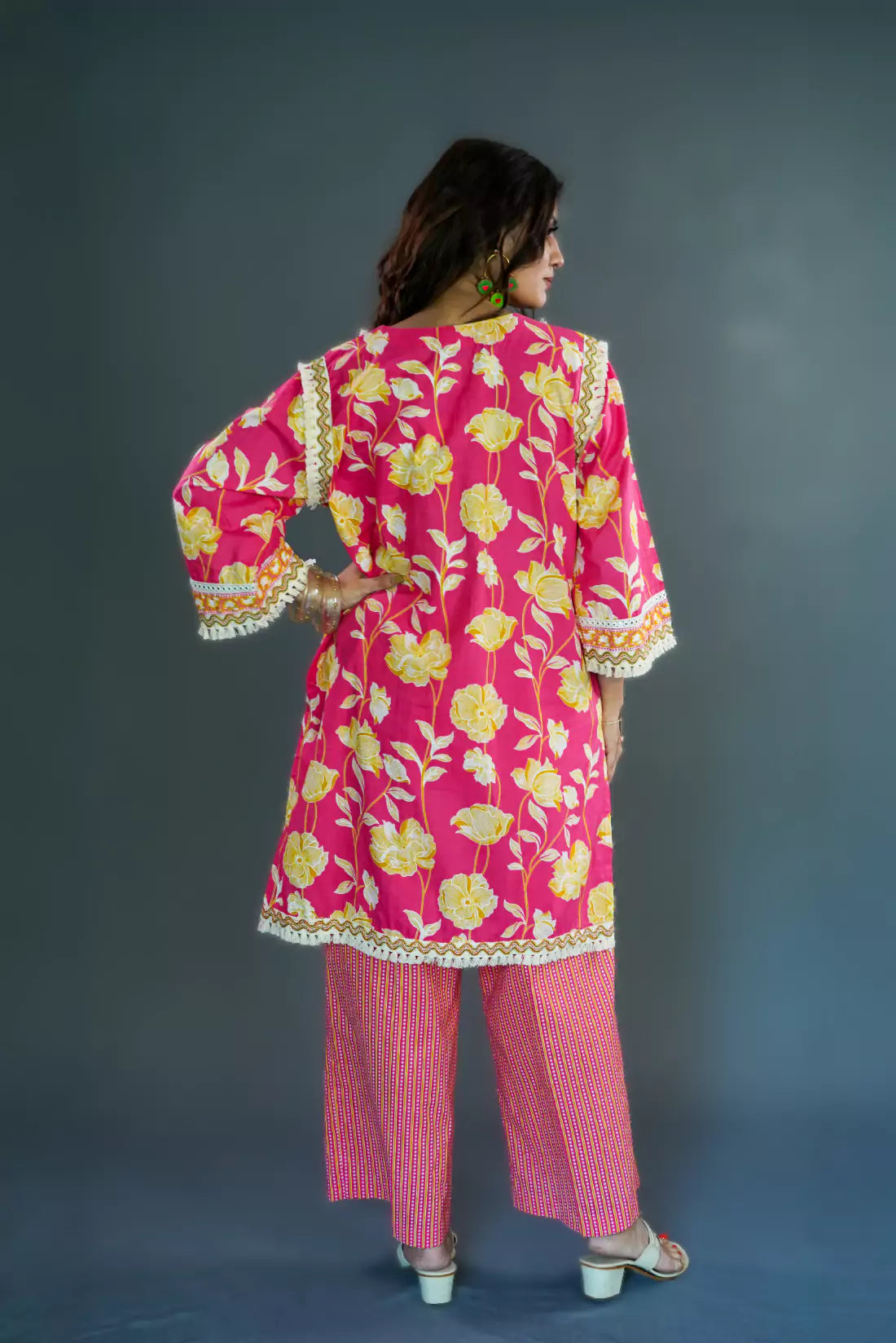 Lace Detail Cotton Kurta Set