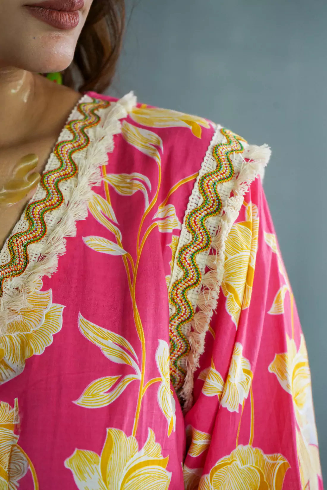 Lace Detail Cotton Kurta Set