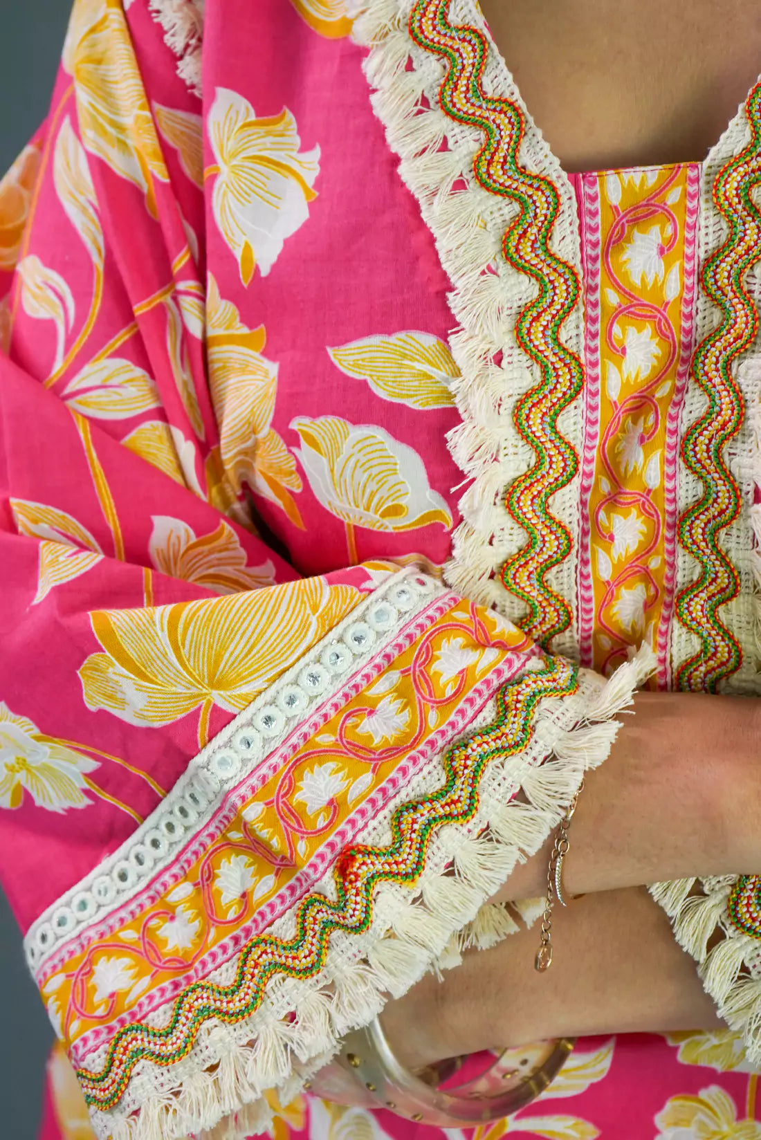 Lace Detail Cotton Kurta Set