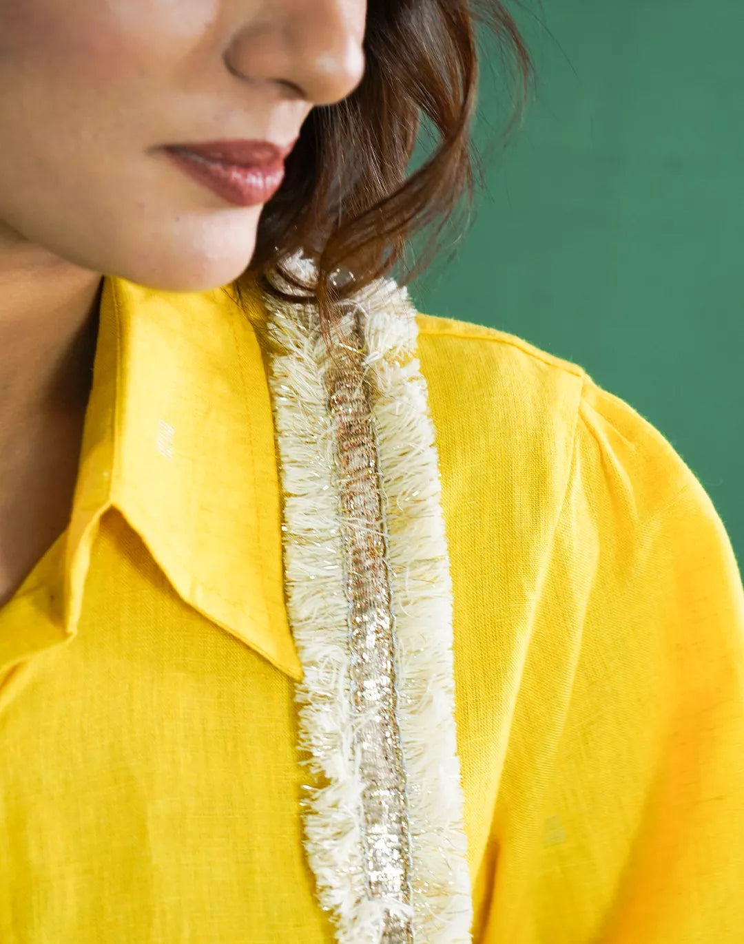 Gold Butti Linen Kurta Pant