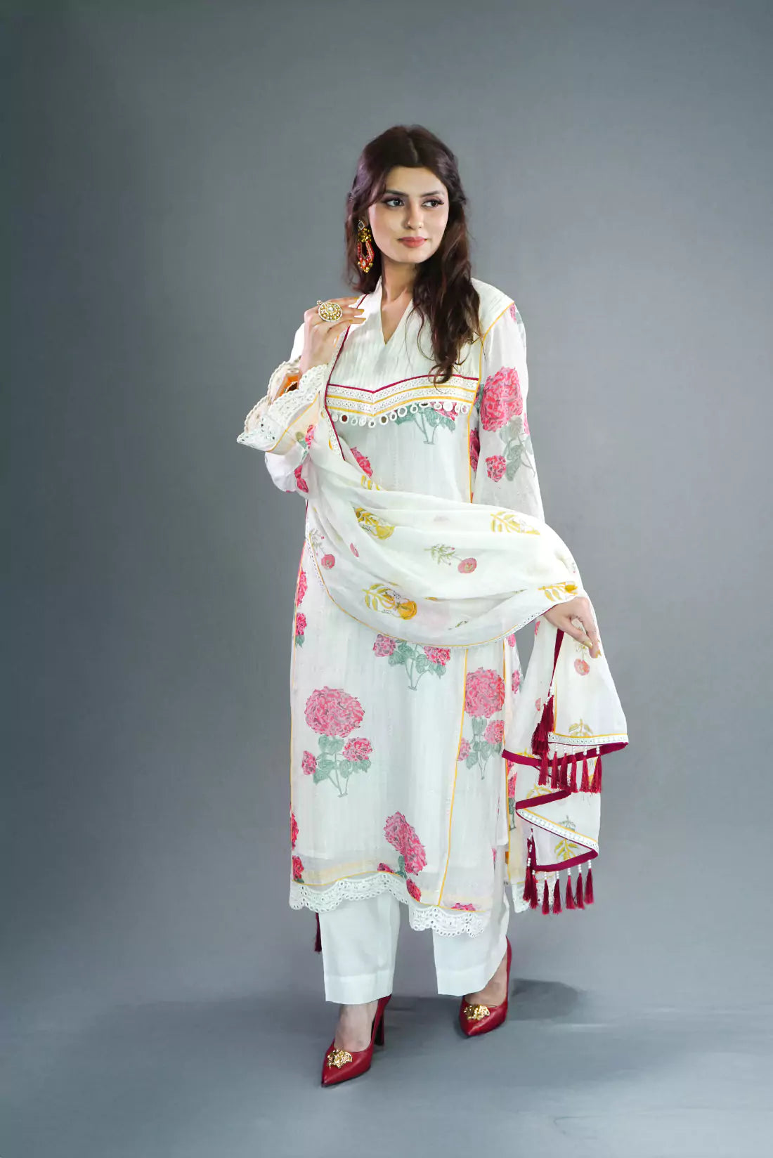 Chanderi Lucknowi Pant Kurta Set