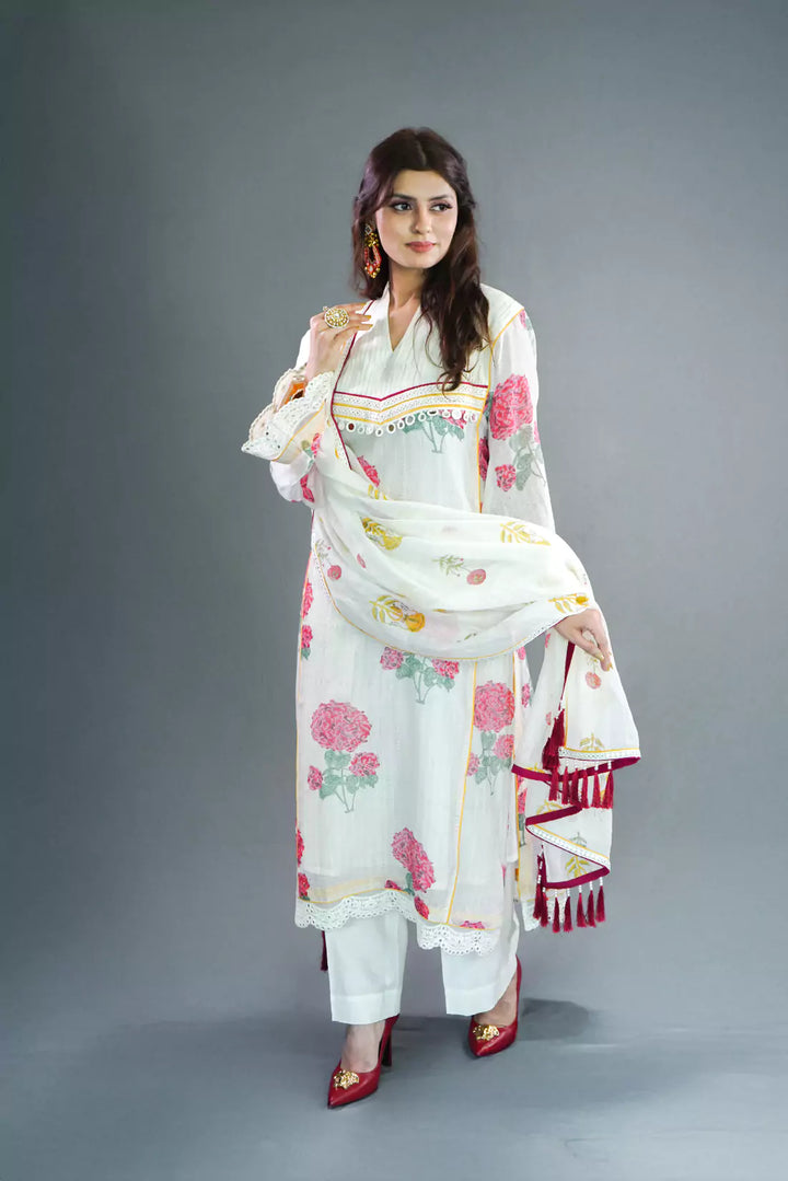 Chanderi Lucknowi Pant Kurta Set