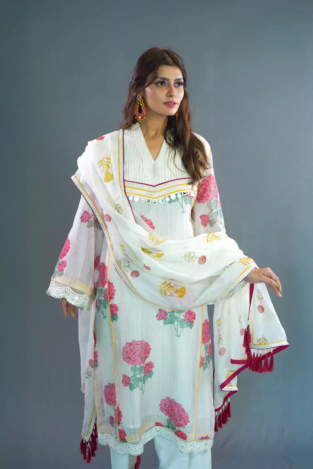 Chanderi Lucknowi Pant Kurta Set