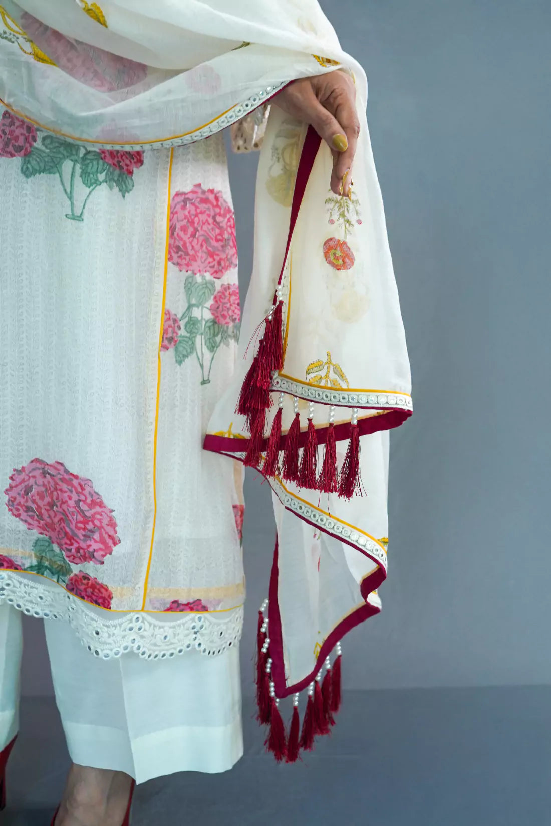 Chanderi Lucknowi Pant Kurta Set