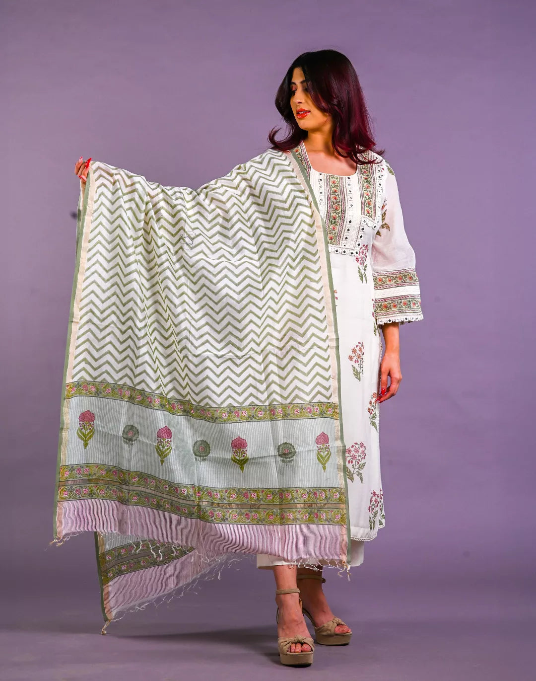 Chanderi Block Print Kurta