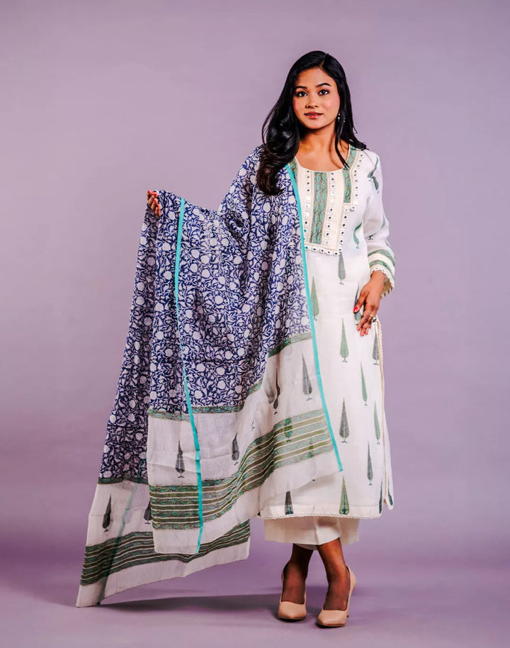 Chanderi Block Print Kurta