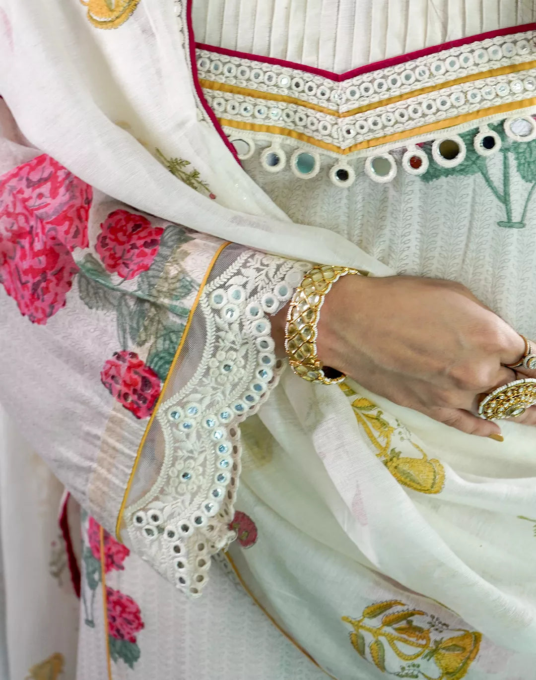 Chanderi Lucknowi Pant Kurta Set