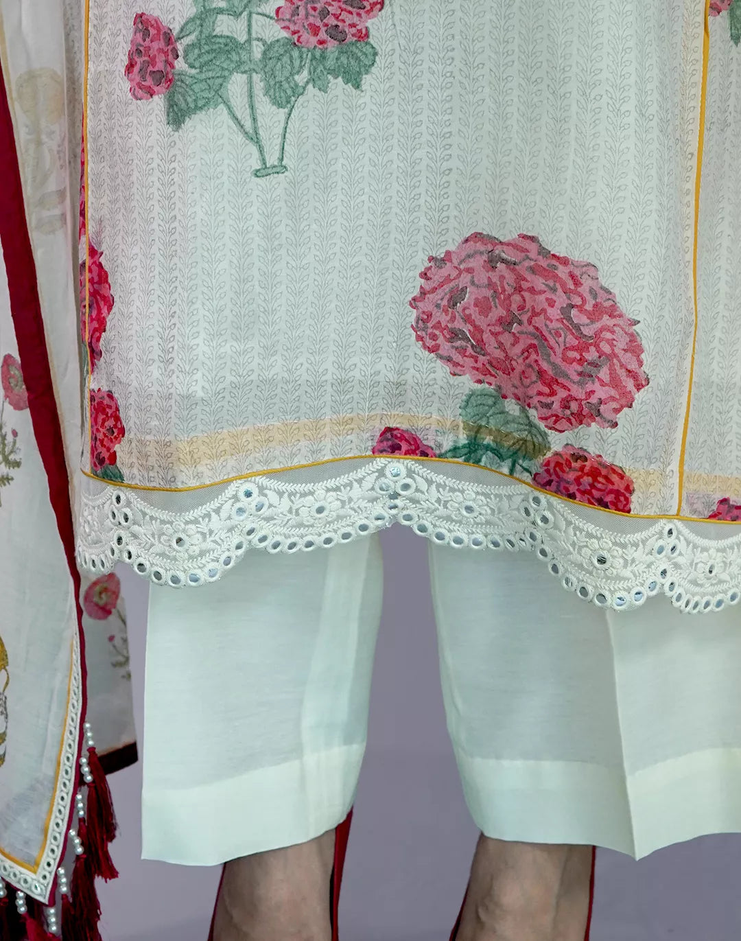 Chanderi Lucknowi Pant Kurta Set