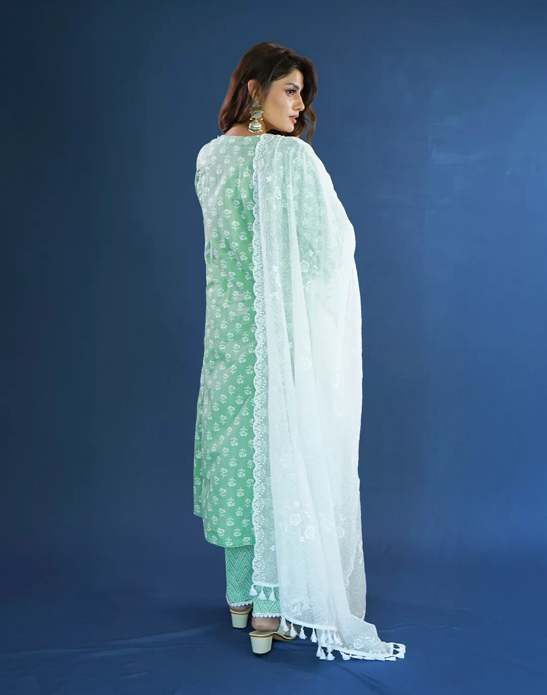 Crochet Neck Kurta Set