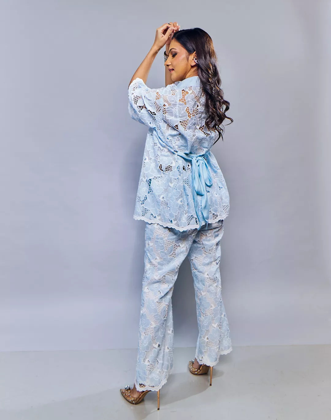 Cutwork Pearl Collar Co-ord Sets