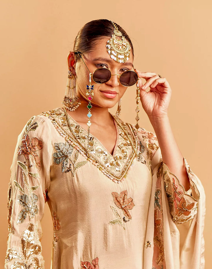 Floral Embroidered Gharara Set