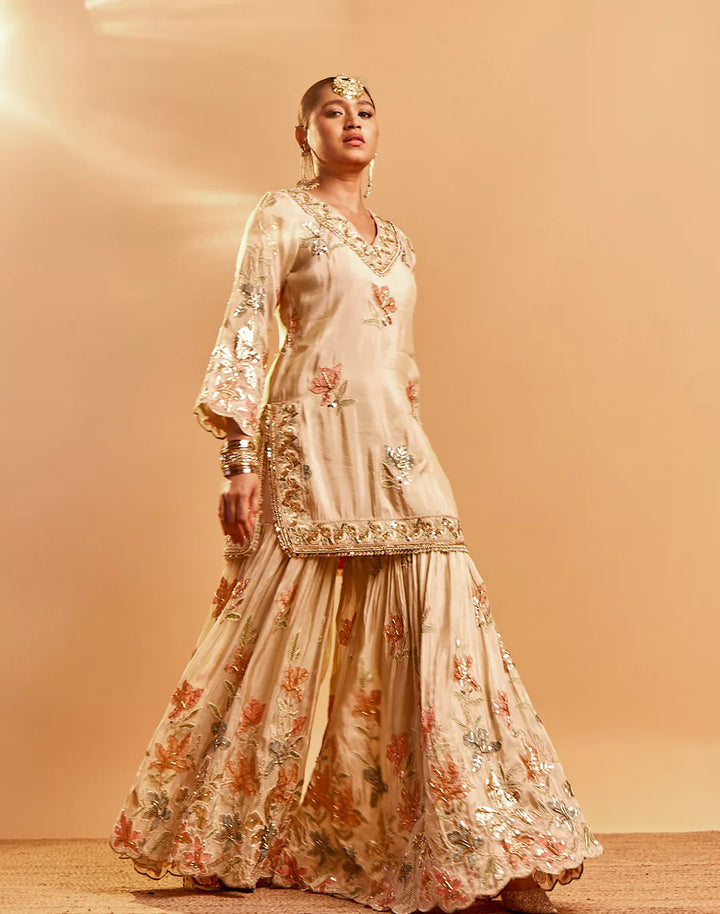 Floral Embroidered Gharara Set