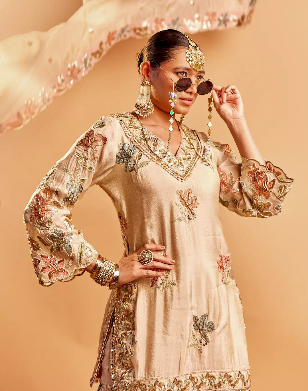 Floral Embroidered Gharara Set