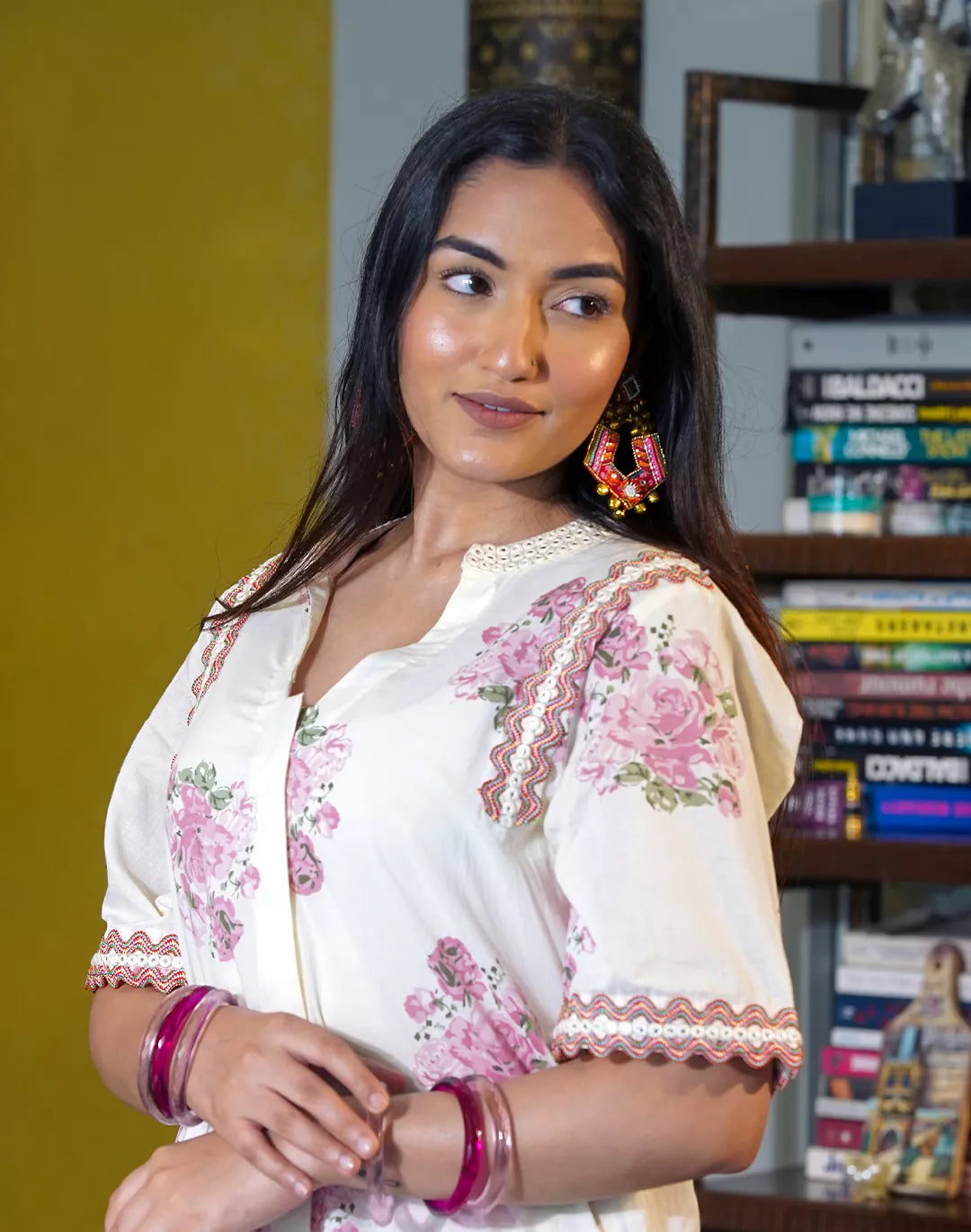 Floral Lace Cotton Kurta Set