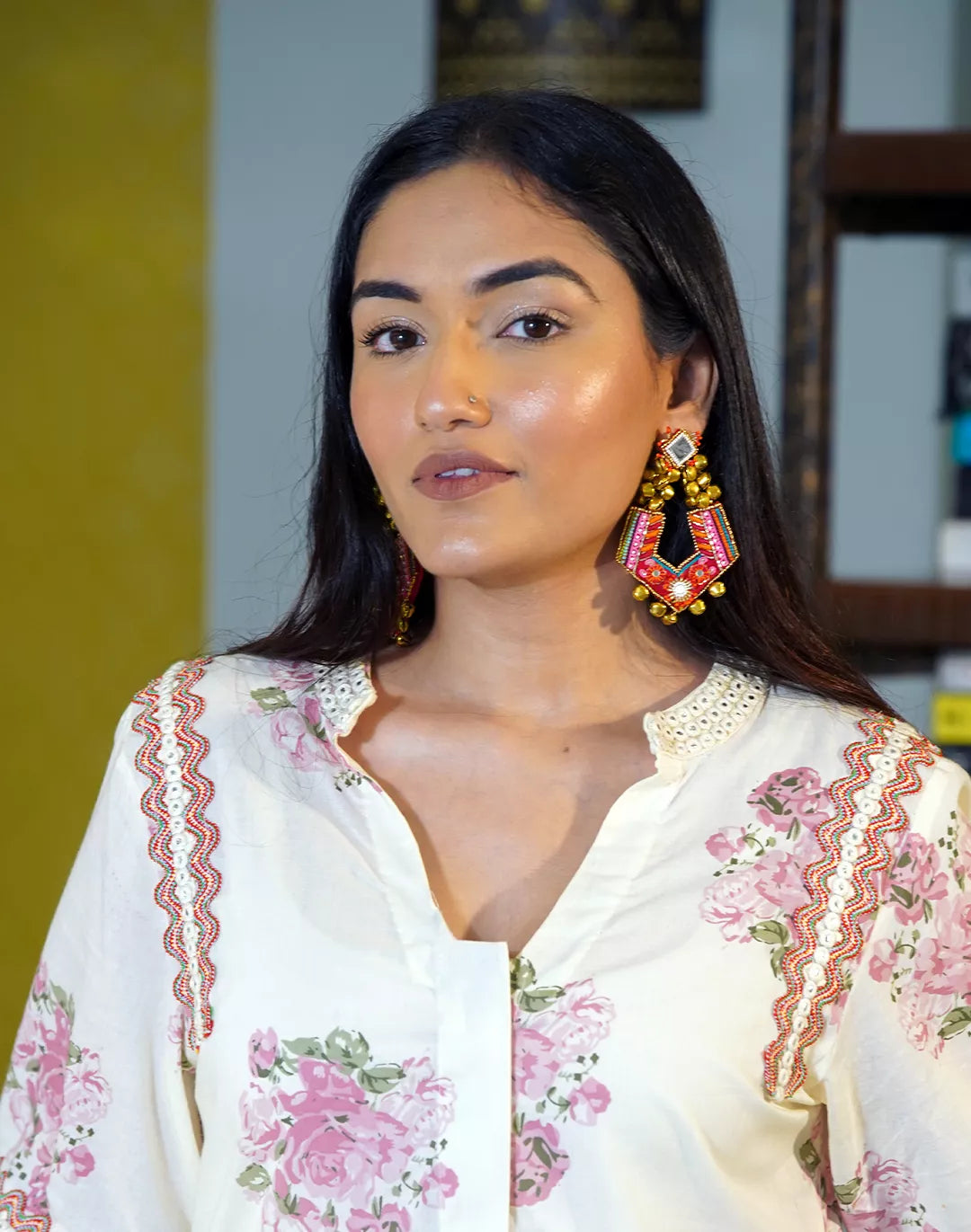 Floral Lace Cotton Kurta Set