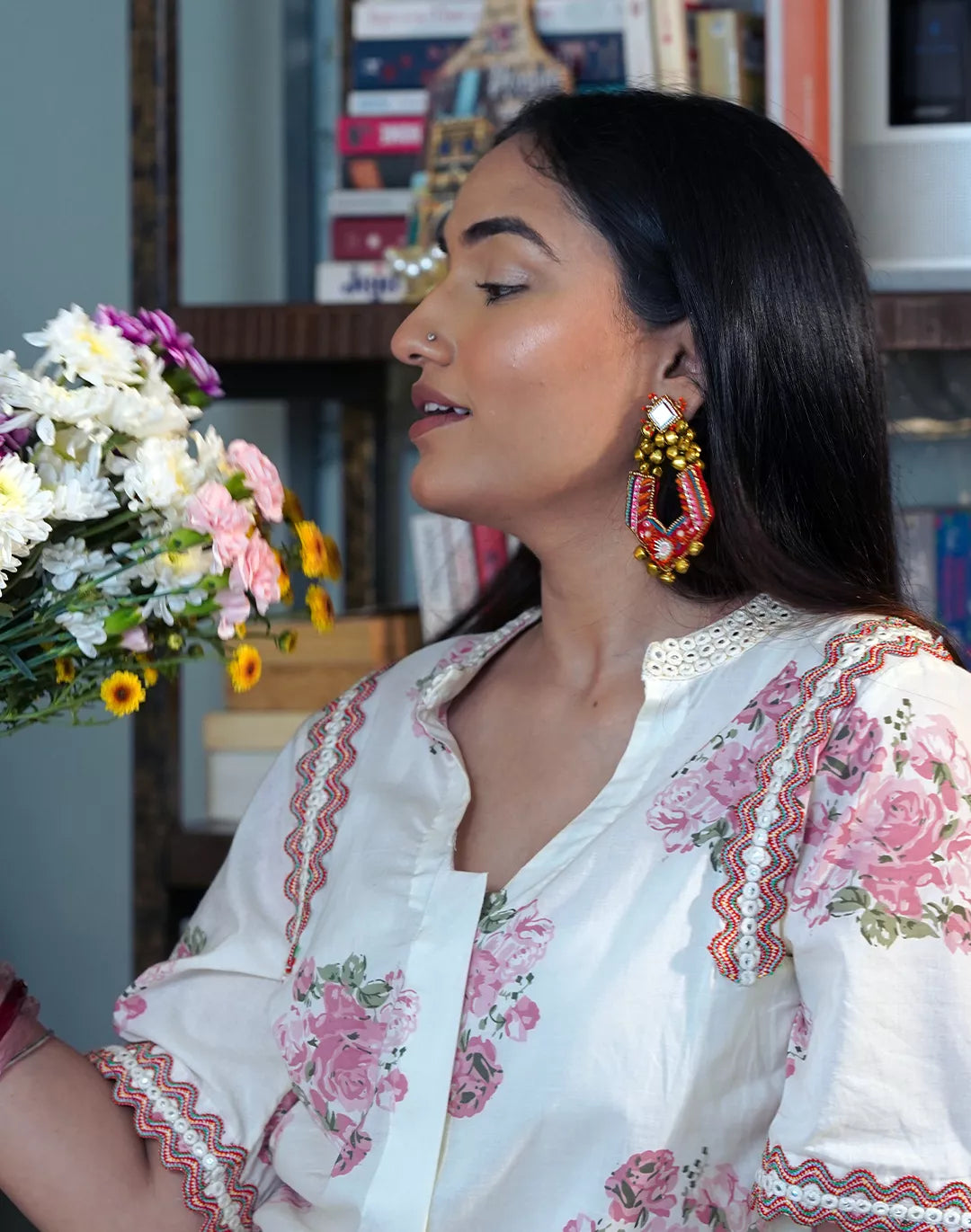 Floral Lace Cotton Kurta Set