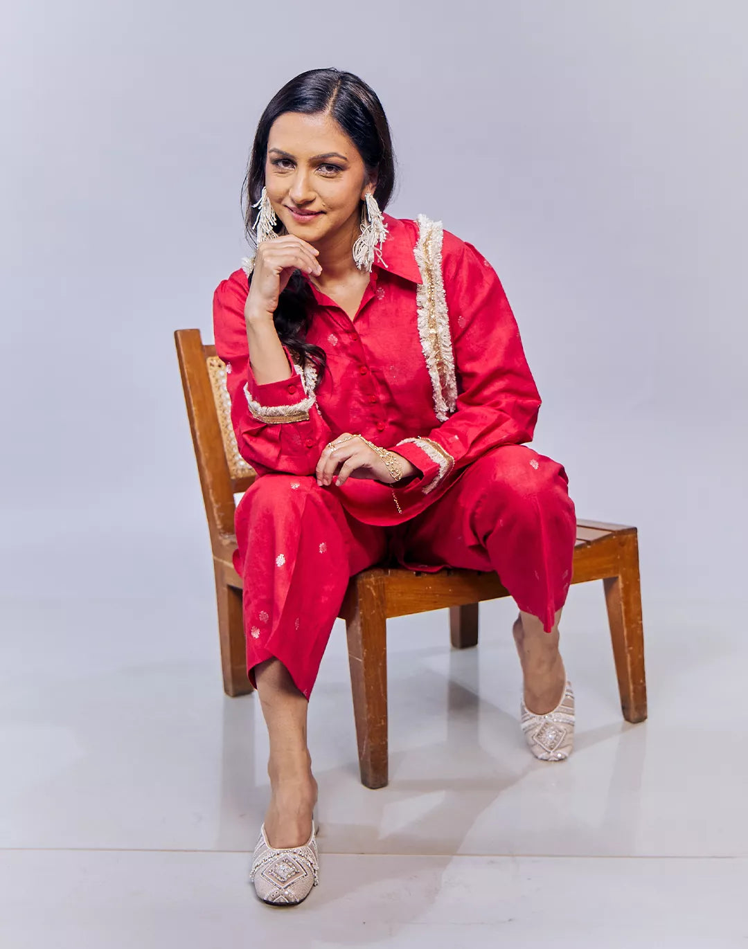 Gold Butti Linen Kurta Pant