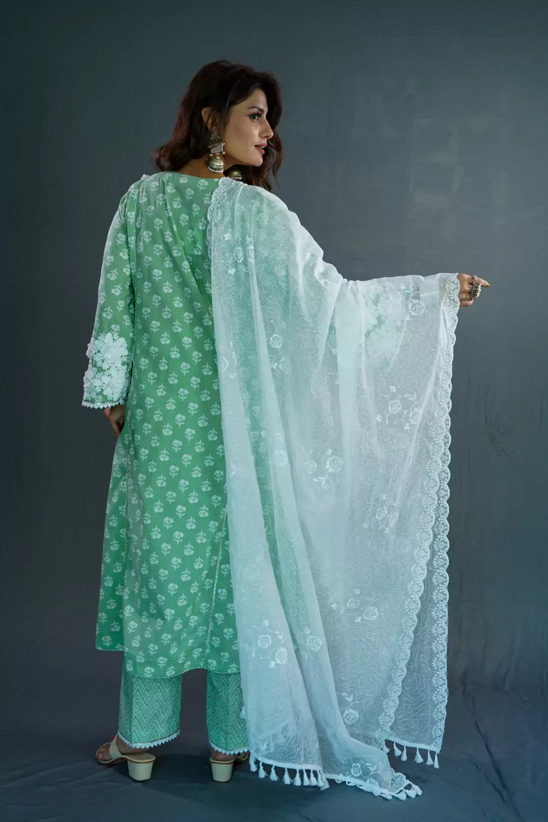 Crochet Neck Kurta Set