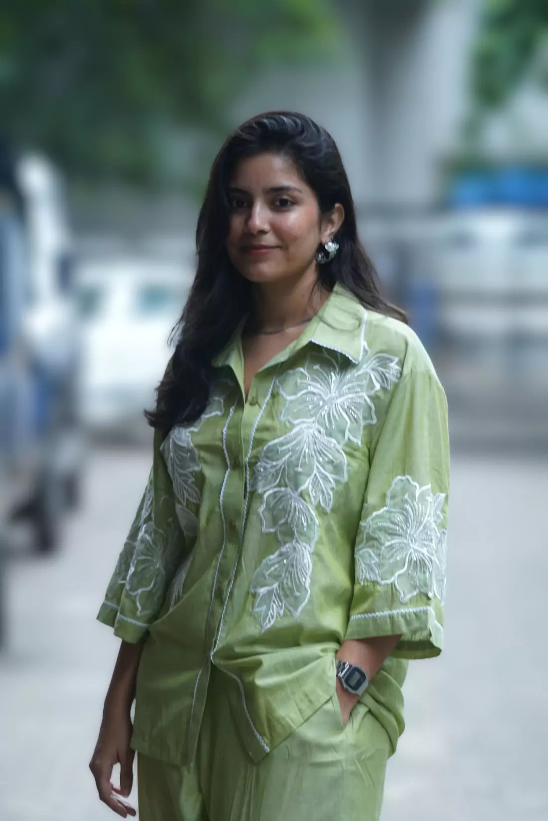 Malai Cotton Co-ord Sets with Organza Patches