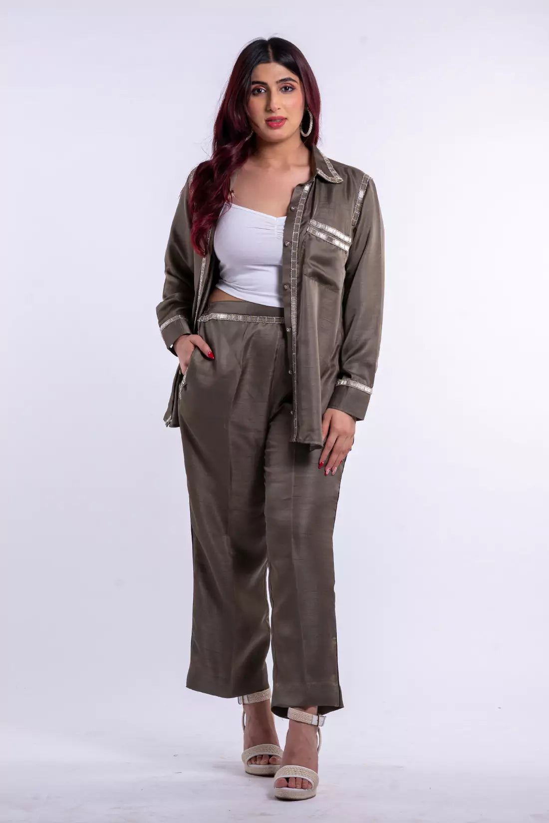 Nysa Silk Co-ord Sets with Trimming