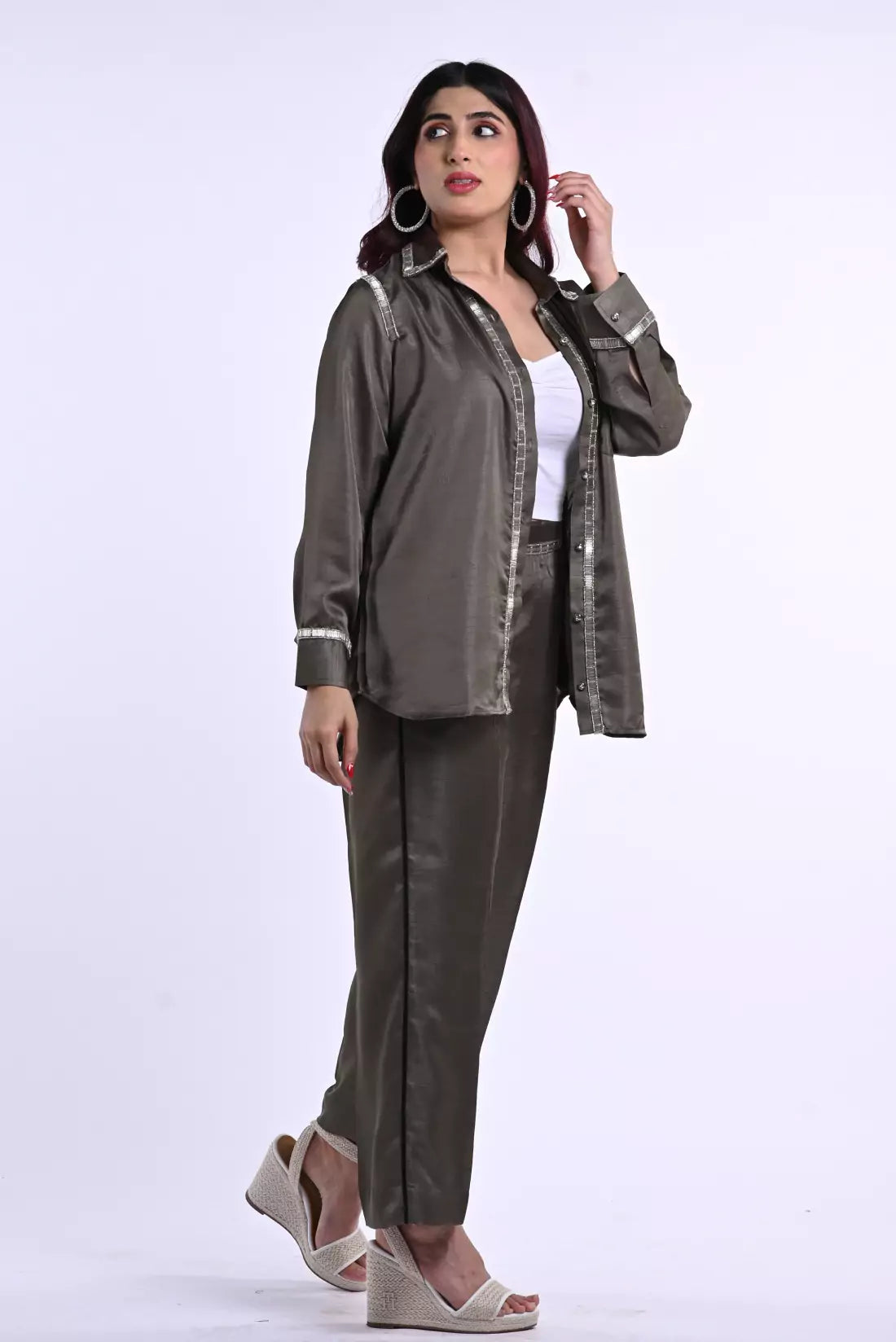 Nysa Silk Co-ord Sets with Trimming