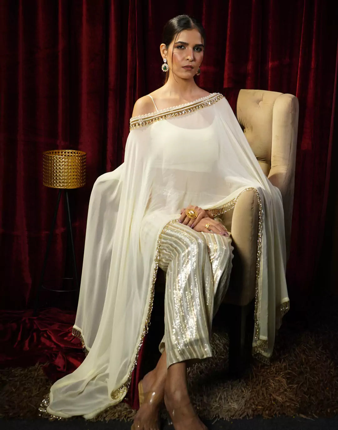 Kaftan with Gold Striped Pants