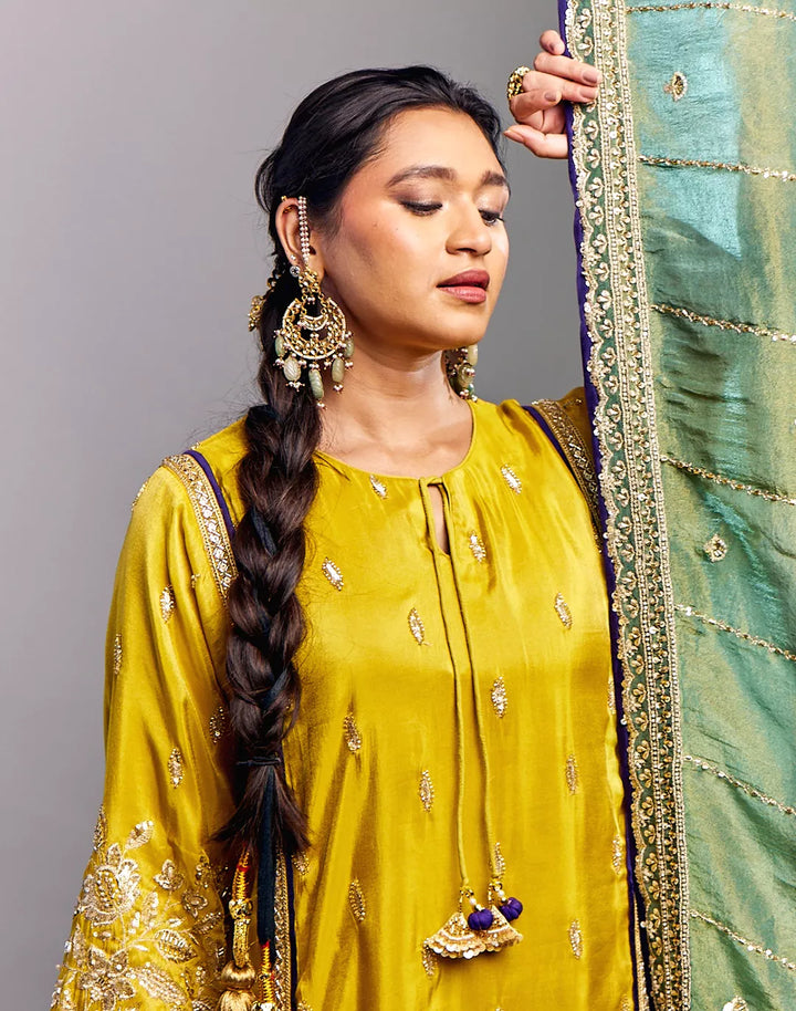 Embroidered Kurta & Farshi Salwar
