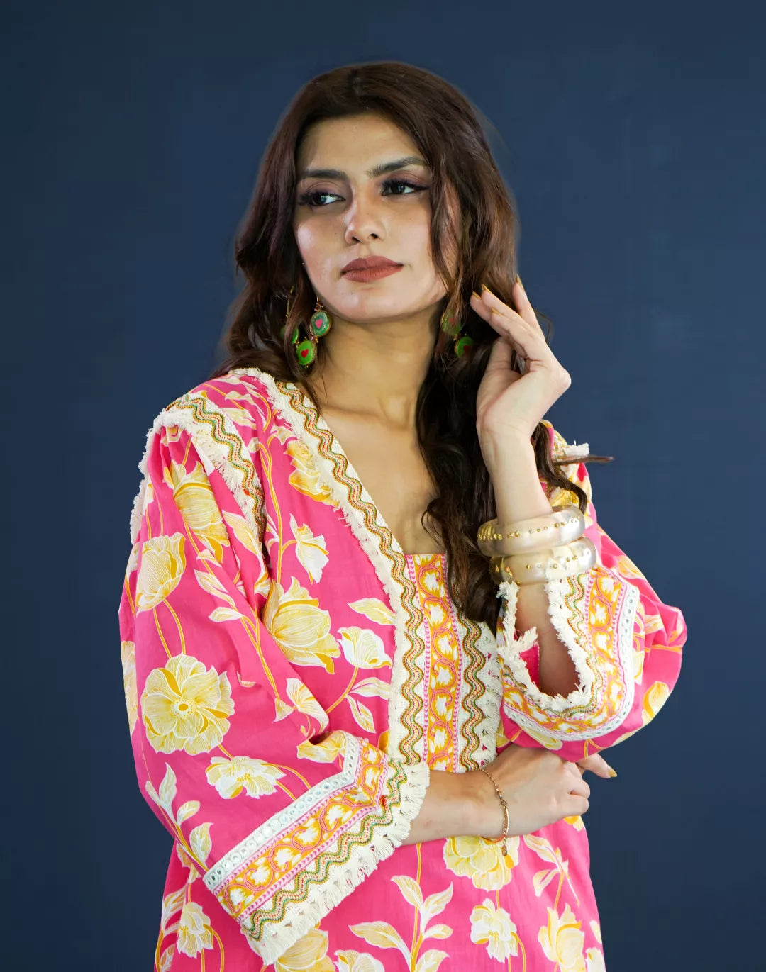 Lace Detail Cotton Kurta Set