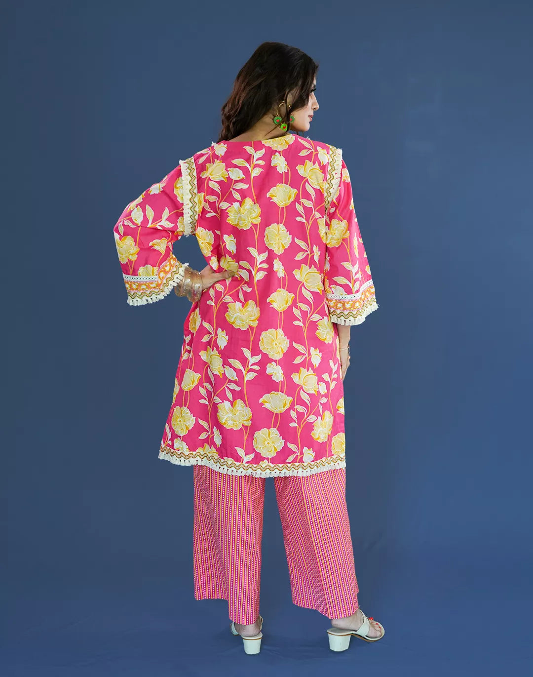Lace Detail Cotton Kurta Set