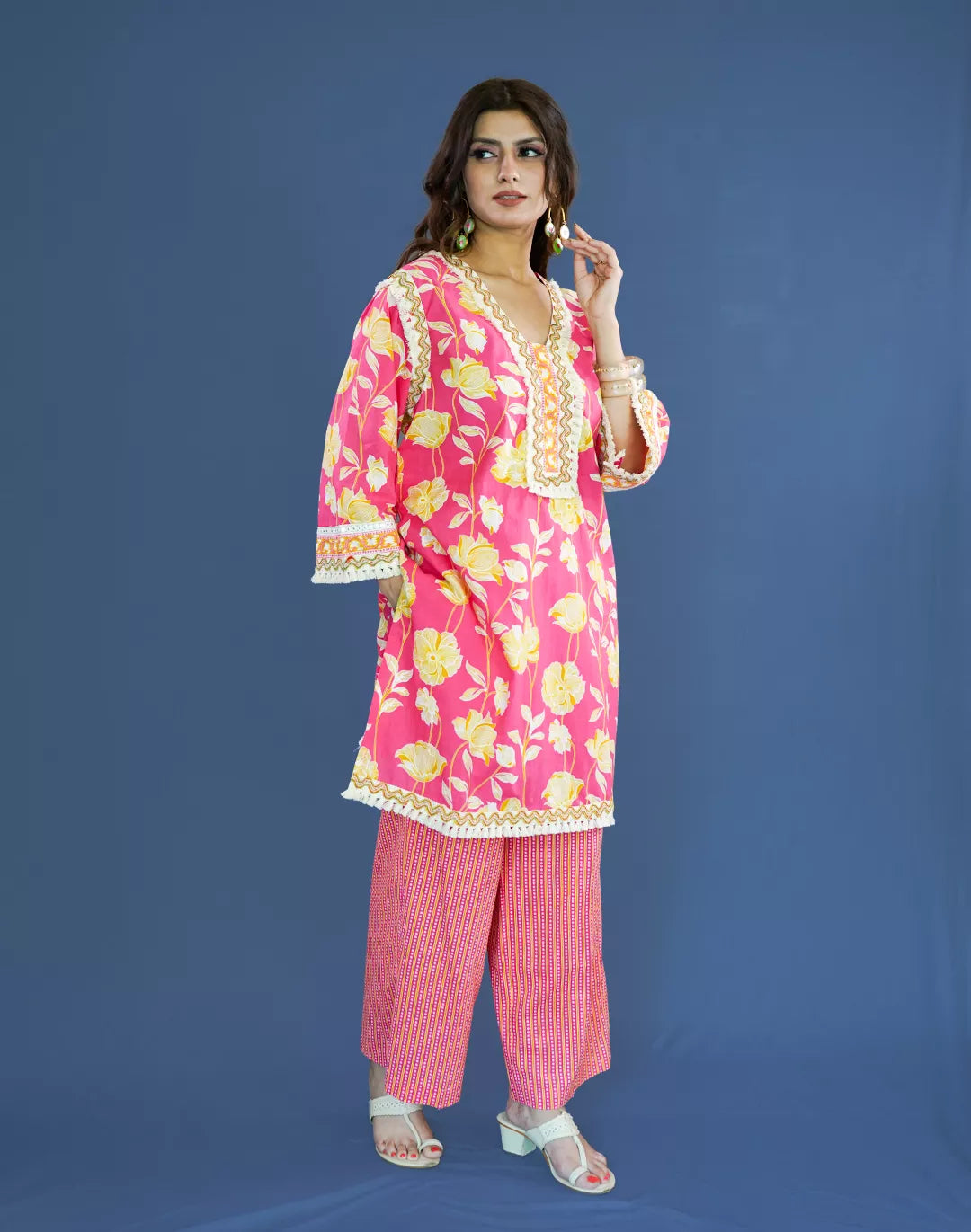 Lace Detail Cotton Kurta Set