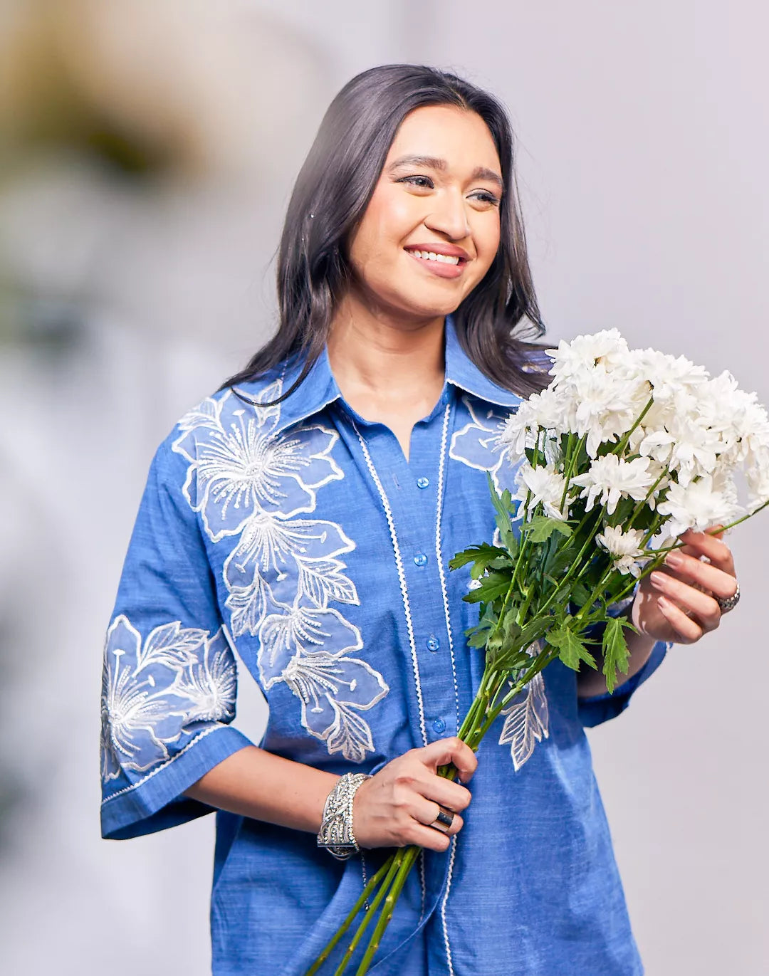 Malai Cotton Co-ord Sets with Organza Patches