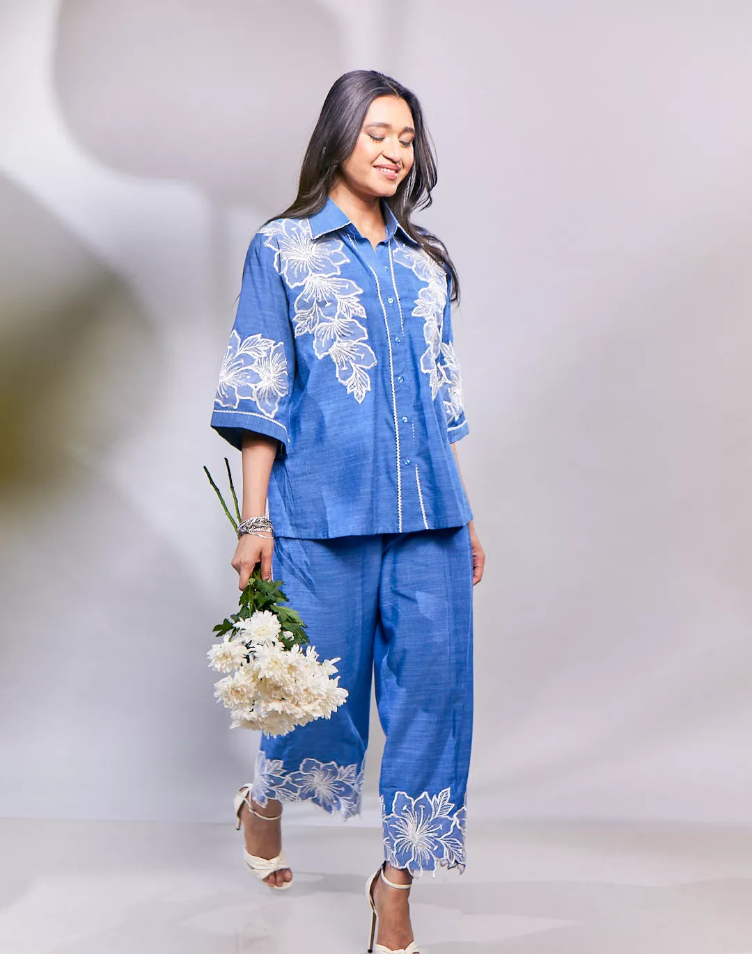 Malai Cotton Co-ord Sets with Organza Patches