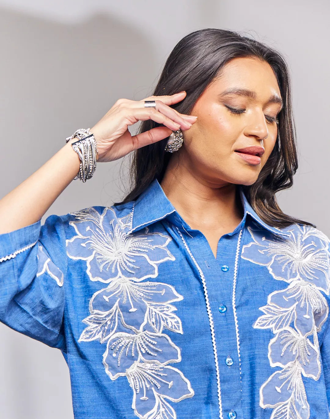 Malai Cotton Co-ord Sets with Organza Patches