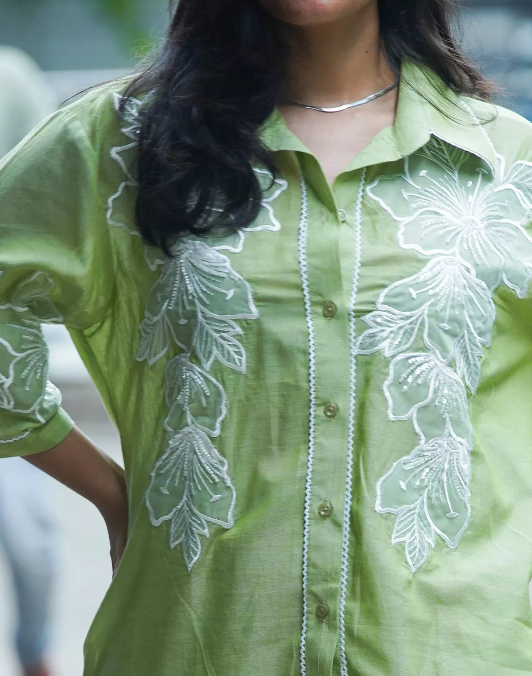 Malai Cotton Co-ord Sets with Organza Patches