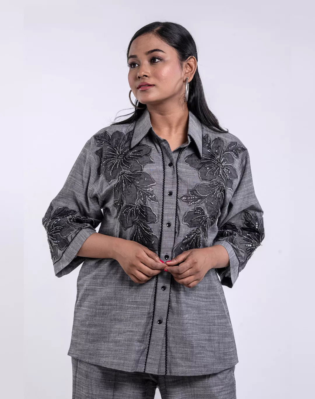 Malai Cotton Co-ord Sets with Organza Patches