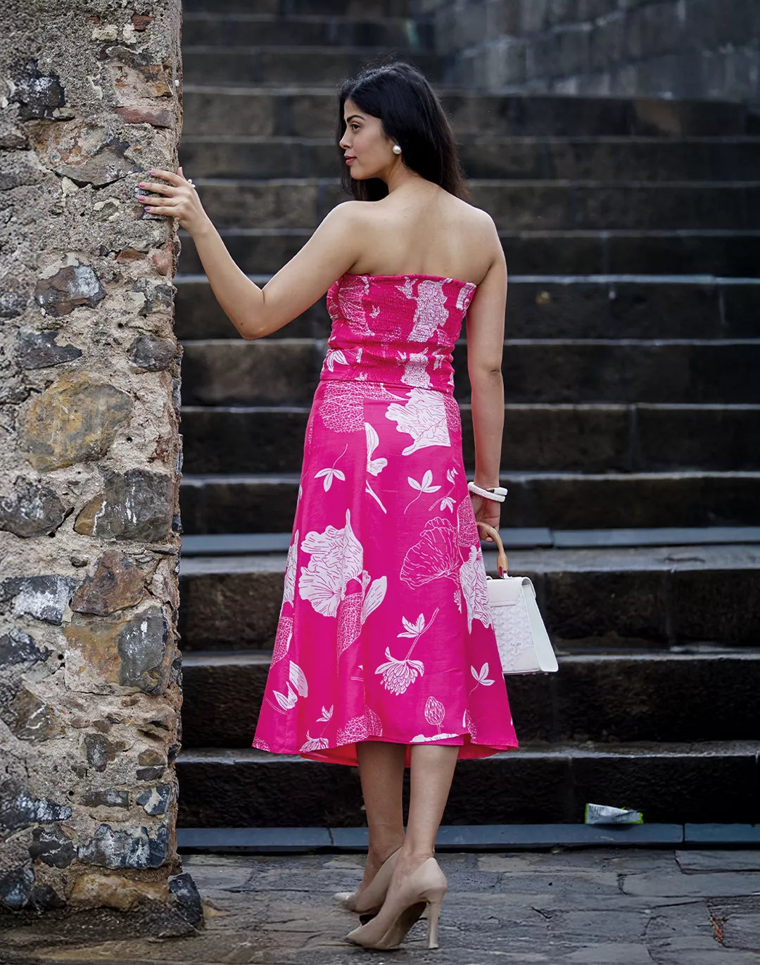 Muslin Tube Top and Slit Skirt Set