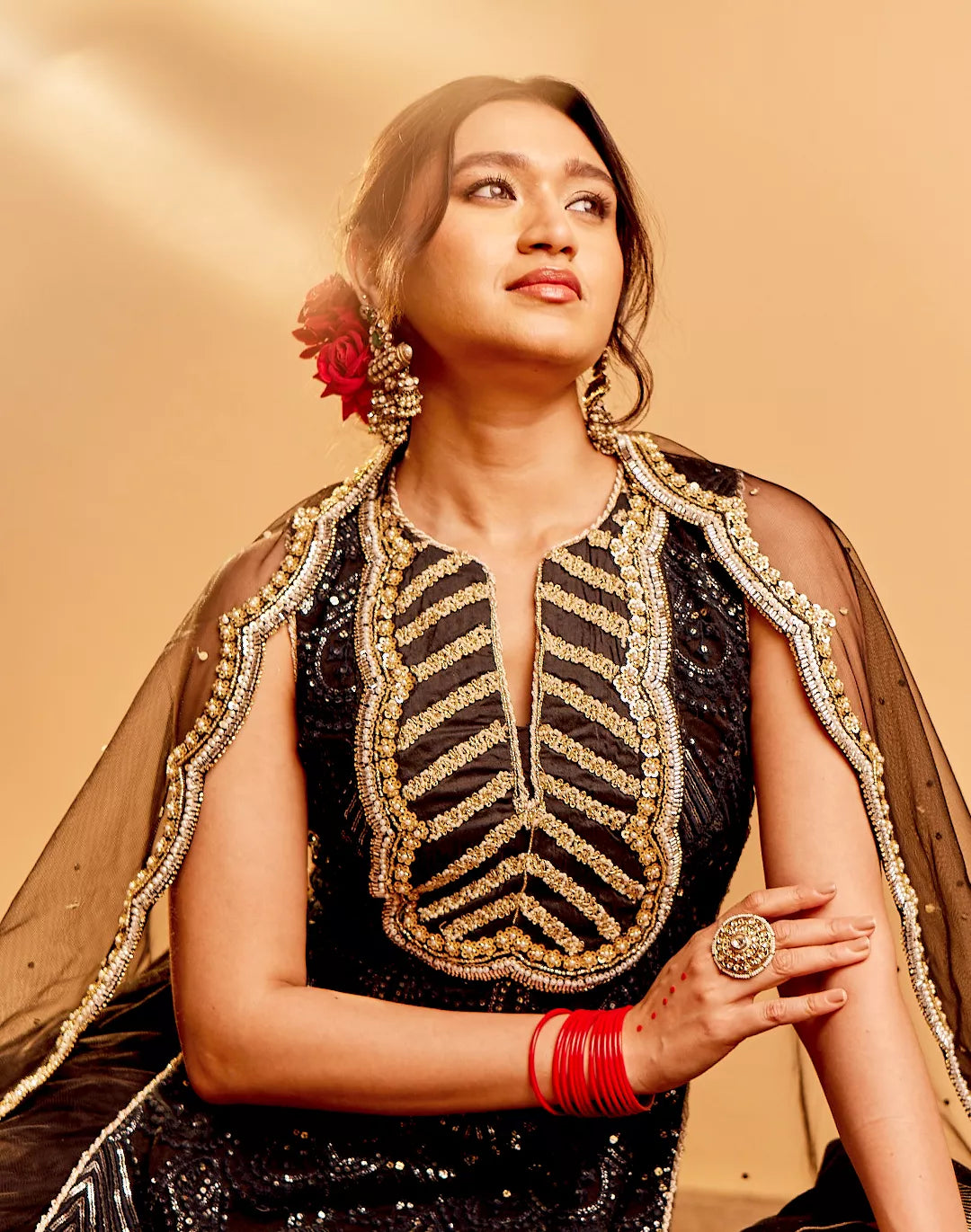 Embroidered Net Lace Kurta