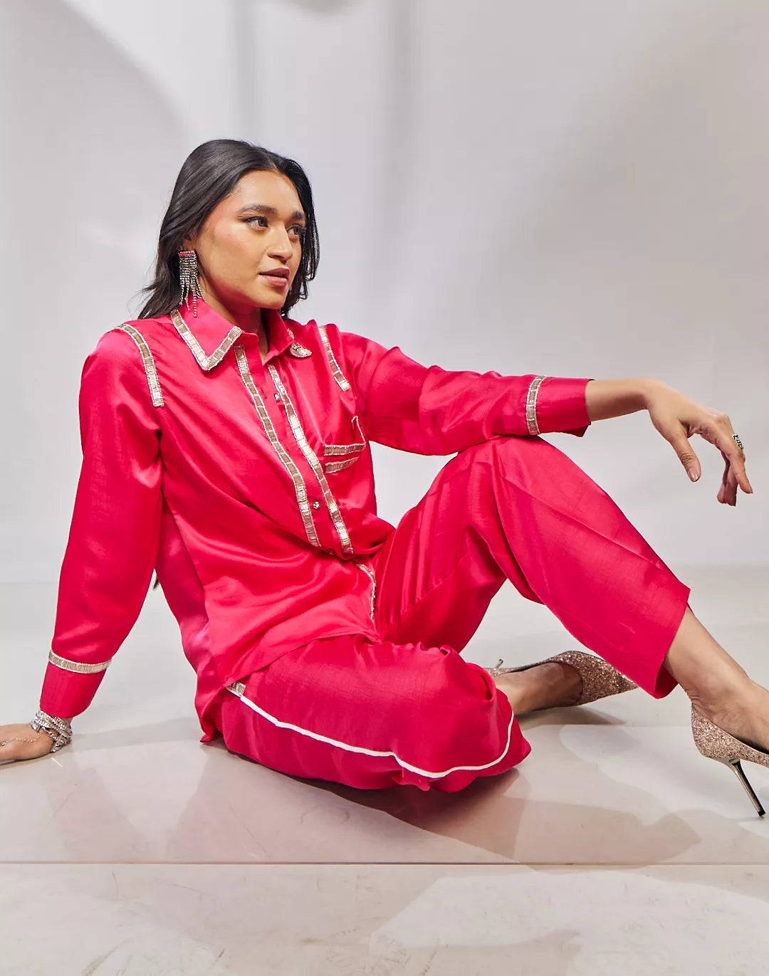 Nysa Silk Co-ord Sets with Trimming