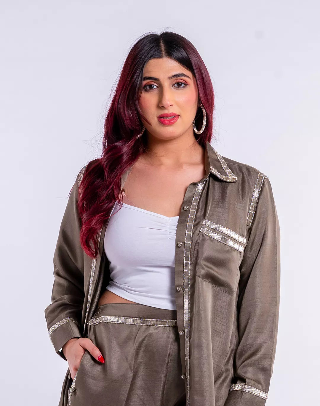 Nysa Silk Co-ord Sets with Trimming