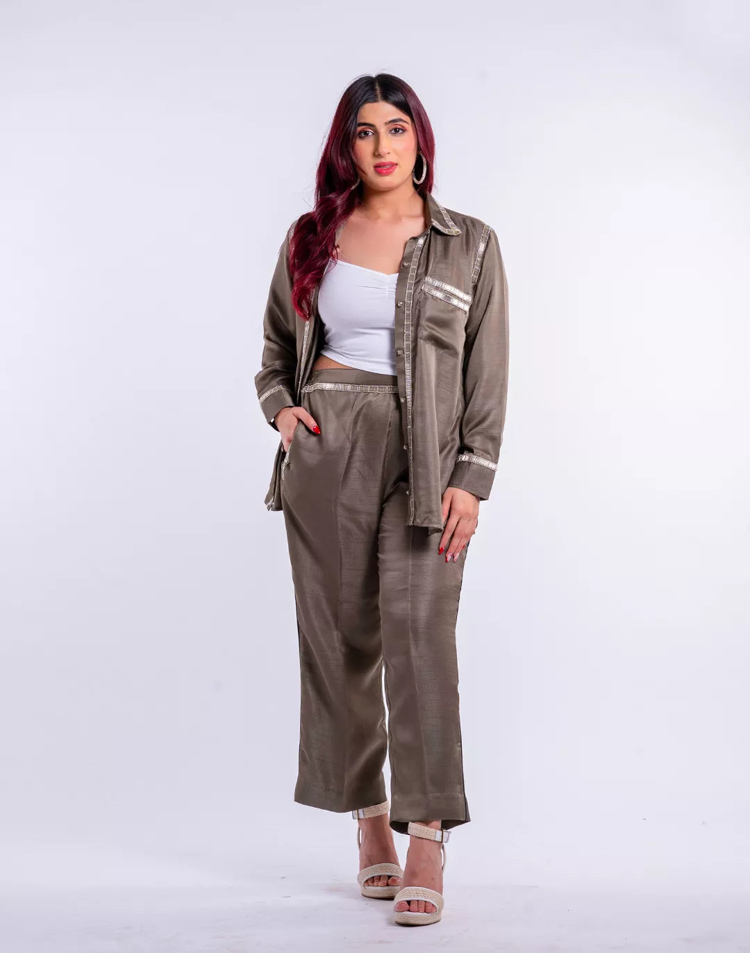 Nysa Silk Co-ord Sets with Trimming