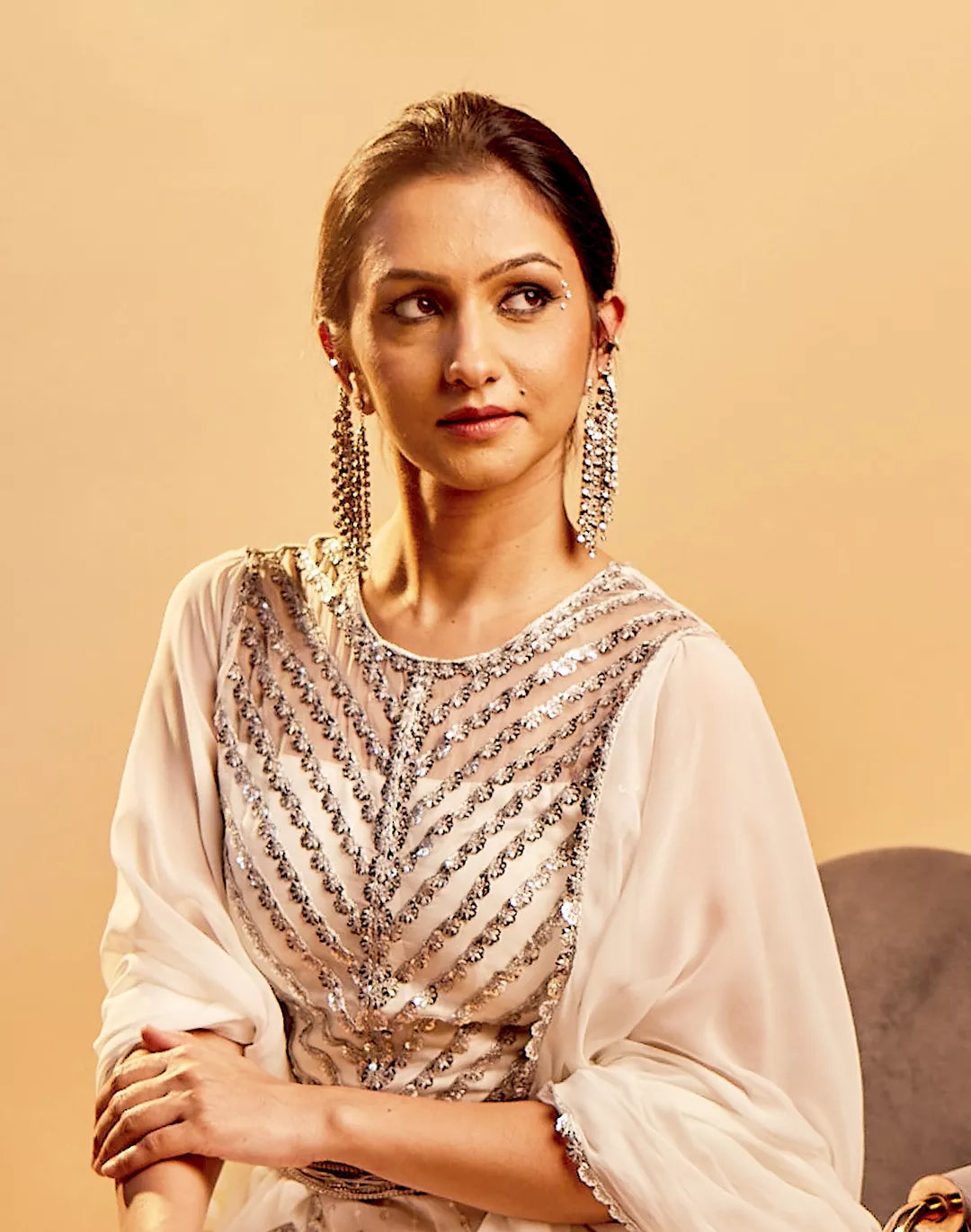 Embroidered Organza Blouse & Sharara Set