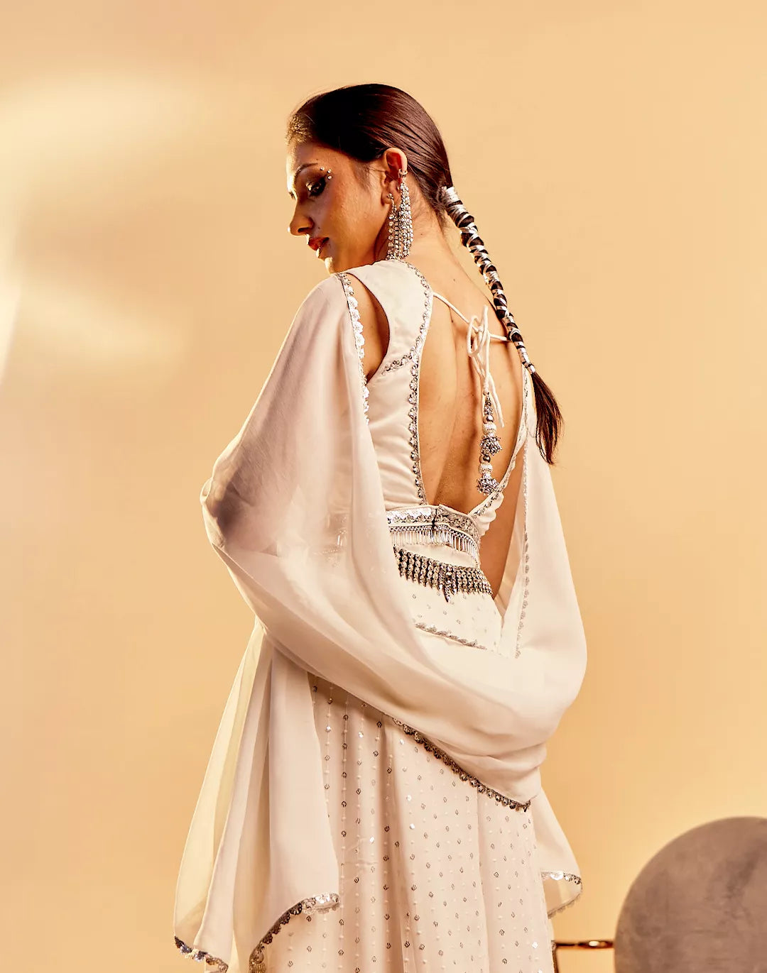 Embroidered Organza Blouse & Sharara Set